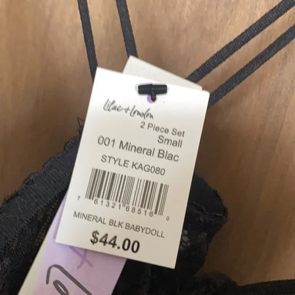 babydoll & panty set lace with padded bust adjustable strap black size S - Picture 9 of 15